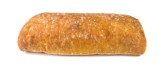 A fresh Ciabatta bun on a white background.