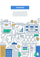 Business Training - line design brochure poster template A4