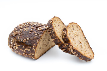 Rye bread isolated on white background.