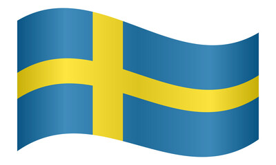 Flag of Sweden waving on white background