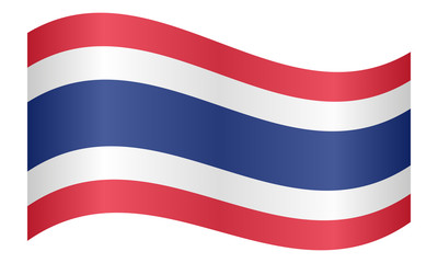 Flag of Thailand waving on white background