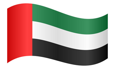Flag of the United Arab Emirates waving on white background