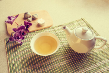 Still life with green tea