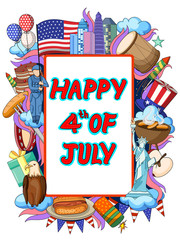 Happy Fourth of July doodle background