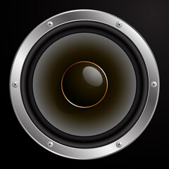 Audio speaker, vector illustration on black background