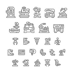 Set line icons of machine tool, robotic industry