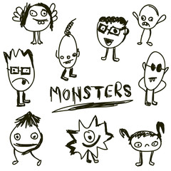doodled monsters