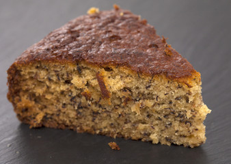 banana cake on slate surface