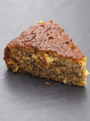 banana cake on slate surface