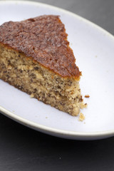 banana cake on slate surface