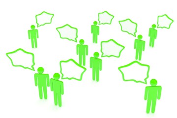 people with talk bubbles isolated over a white background. 3d rendering.