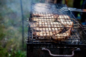 fish steak on the grill