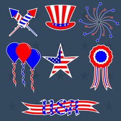Vector set of decorations for 4th of July.