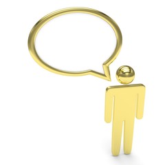 3d man with talk bubbles isolated over a white background. 3d rendering.