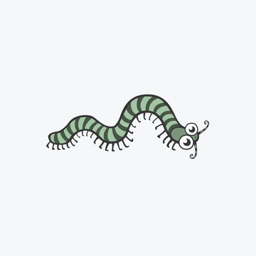 Funny vector icon. Centipede, caterpillar, worm. Flat Illustrati
