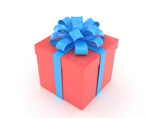 gift box with bows isolated on white. 3d rendering.