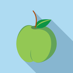 Green fresh apple icon, flat style