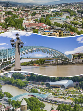 Collage of Tbilisi ( Georgia ) images - travel background (my ph