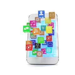 icon app fall in smart phone. 3d rendering.