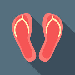 Red slippers icon, flat style