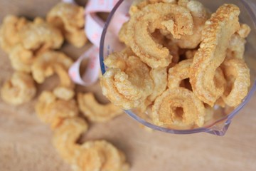 Crispy fried pork skin