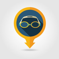 Swimming Goggles pin map icon. Summer. Vacation