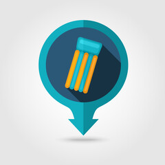 Floating mattress on beach pin map icon. Summer