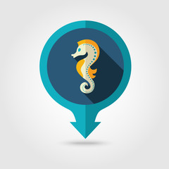Sea Horse pin map flat icon. Summer. Vacation