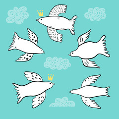 Flying birds doodle