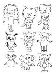 Set of cartoon animals
