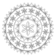 Coloring Black Flower Mandala 