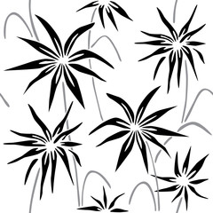 Floral decorative pattern. Black and white version. Vector seamless patterns.