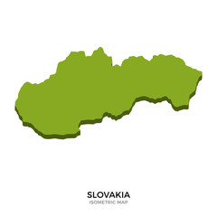 Isometric map of Slovakia detailed vector illustration