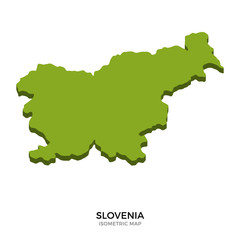 Isometric map of Slovenia detailed vector illustration