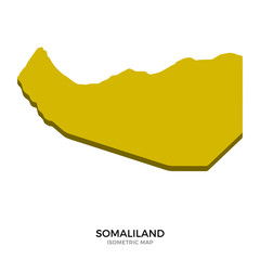 Isometric map of Somaliland detailed vector illustration