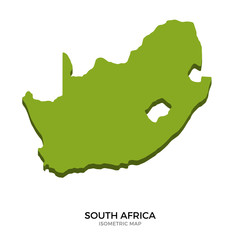 Isometric map of South Africa detailed vector illustration