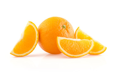 Orange and Slices on White Background