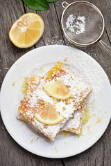 Sliced lemon pie, top view