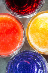 glasses with different juices