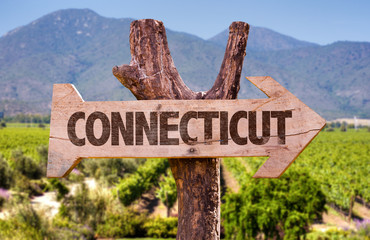 Connecticut wooden sign in a rural place