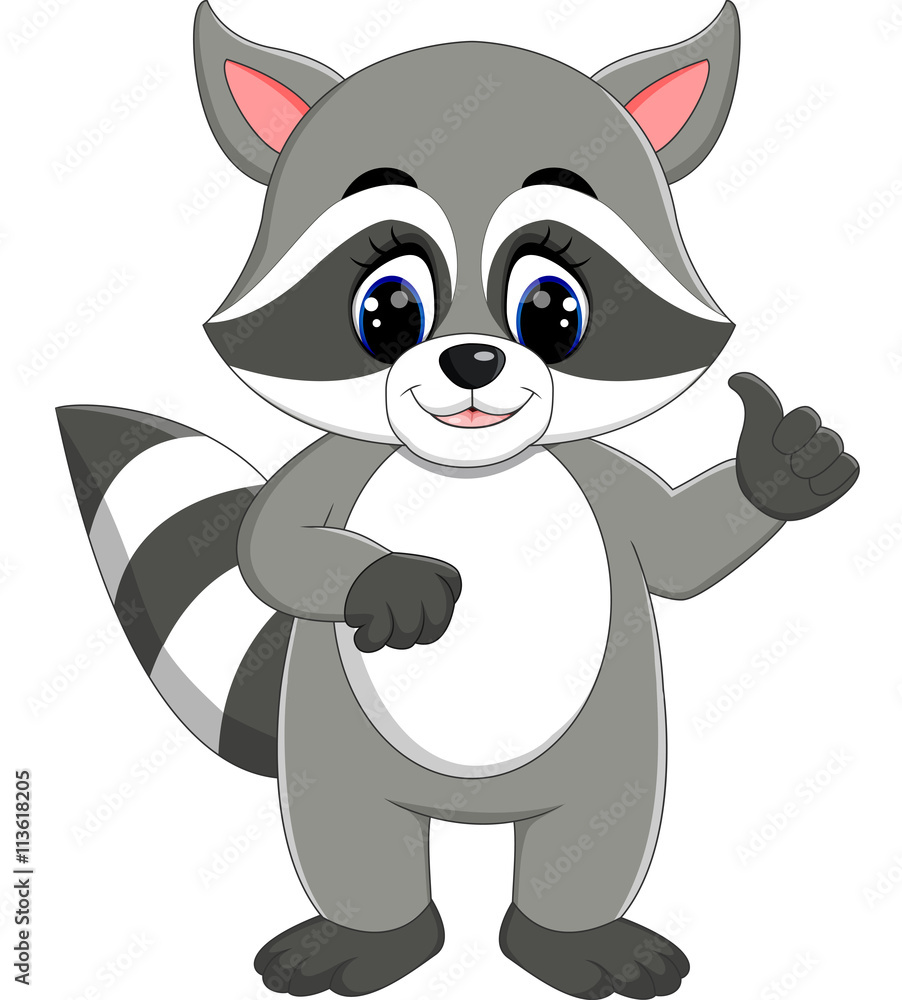 Wall mural baby raccoon cartoon