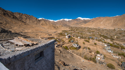View on mountain with blue sky , Leh Ladakh
