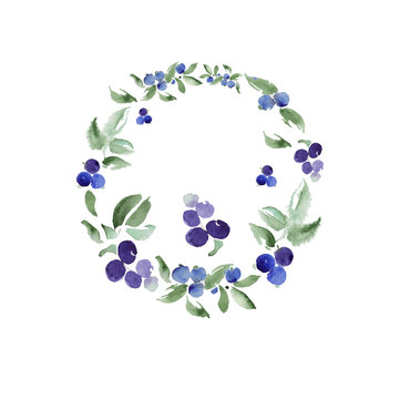Watercolor floral ornament in a circle. Vector.