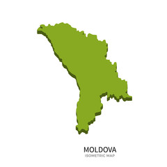 Isometric map of Moldova detailed vector illustration