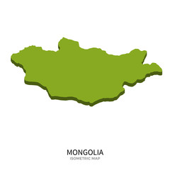 Isometric map of Mongolia detailed vector illustration