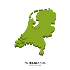 Isometric map of Netherlands detailed vector illustration
