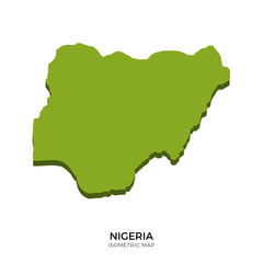 Isometric map of Nigeria detailed vector illustration
