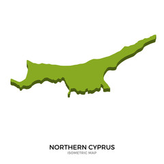 Isometric map of Northern Cyprus detailed vector illustration