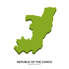 Isometric map of Republic of the Congo detailed vector illustration