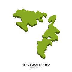 Isometric map of Republika Srpska detailed vector illustration